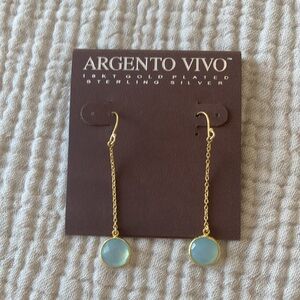 Argento Vivo 18 kt Gold Plated Sterling Silver Aqua Drop Earrings